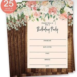 49 DB Party Shabby Chic Rustic Floral Birthday Invitations!
